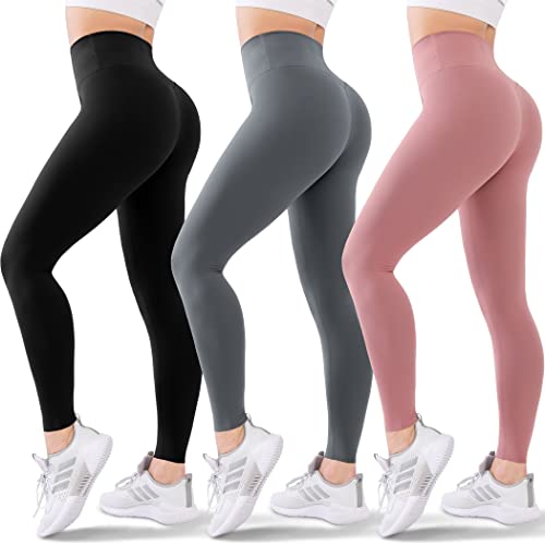 Comfy High-Waisted Yoga Pants - 3 Pack Soft Tummy Control Leggings - View #9