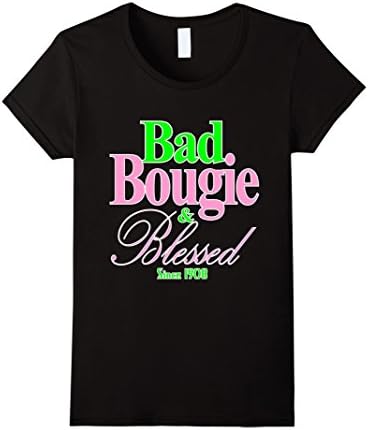 Womens BAD, BOUGIE, AND BLESSED SINCE 1908 Large Black