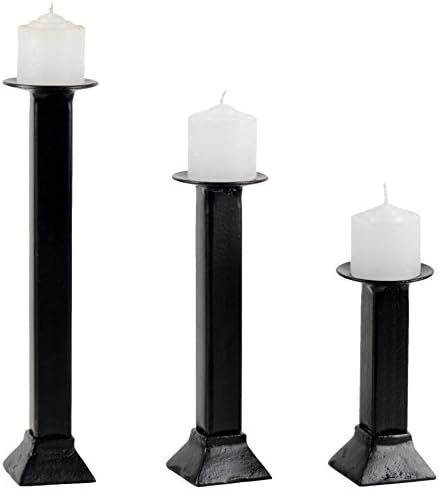 Jagir arts Iron Black Tealight Candle Holders for Home Decoration with Candles Pack of 3
