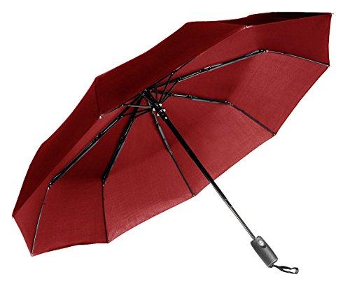 Repel Dupont Teflon Automatic Easy Touch Travel Umbrella, 11.5-Inch, Red