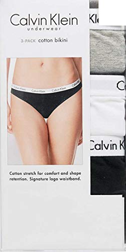 Calvin Klein Cotton Bikini Underwear (3-Pack) (Small, Gray, White, Black)