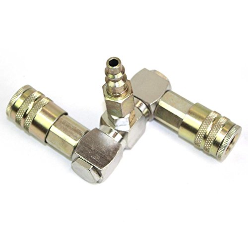 Interstate Pneumatics FS244-KH4 - Double Swivel Manifold with Two 1/4" Steel Industrial Couplers & One 1/4" Steel Plug Kit