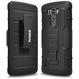 LG G Vista Case, RANZ Black Rugged Impact Armor Hybrid Kickstand Cover with Belt Clip Holster Case For LG G Vista VS880 (Verizon / AT&T)