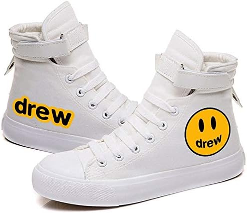 Unisex Adult Justin Bieber Drew House Printed Canvas Shoes Lace Up Sneakers Tennis
