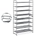 Bextsware Stackable Metal Mesh 1-Tier Classic Elegant Silver Shoe Rack
