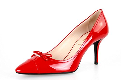 Prada Women's 1I294F 069 F0011 Red Brushed Spazzolato Leather Pumps/Heels EU 38 / US 8
