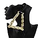 Zealmer Shoopic Bamboo Earrings Gold Tone Hip-Hop Hoop Earrings for Women (triangle2)