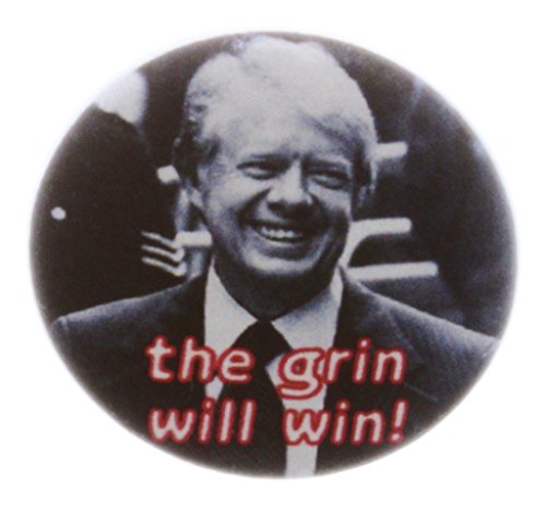 A&T Designs the grin will win! Jimmy Carter 1.25" Pinback Button Pin President