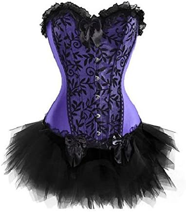 SODAO Women's Sexy Overbust Boned Satin Bridal Wedding Dress Bustier Corset Set