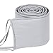 Designthology (U.S.) 100% Cotton Muslin Breathable Mini Crib Bumper Pads, 1-Piece Gray - Safe Crib Padding Protector, Machine Washable Padded Crib Liner