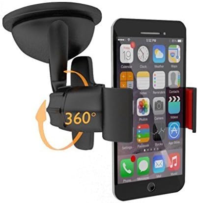 Car Phone Mount Holder - Universal Design for Apple iPhone 6 / iPhone 6 Plus, Samsung Galaxy S5, Note 4, Compatible with Most Smartphone / Cell Phone Models - Strong Suction To Safely Fix Mount to Windshield - AT&amp;T, Verizon, Sprint - Easy to Assemble