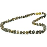 TheNaturalAmber Green Amber Necklace – Handmade Baltic Amber Necklace for Adults with Polished Baroque Beads – Natural Healing Jewelry 45cm