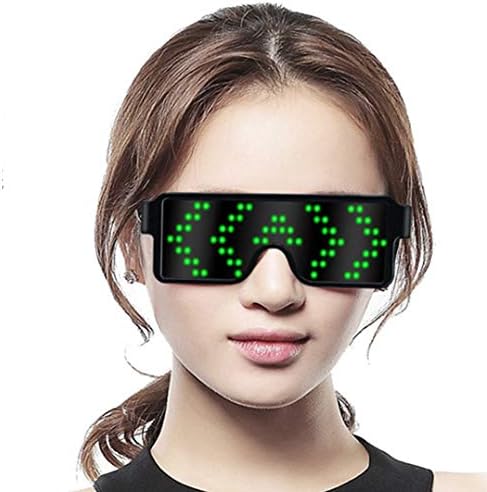 LED Glasses Party Favor Supplies Rechargeable LED Light Up Toy for Christmas,Party,Halloween,Festival,Weddings (Green)