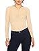 May&Maya Women's Long Sleeve Sheer Mesh Top (XXL, Beige)