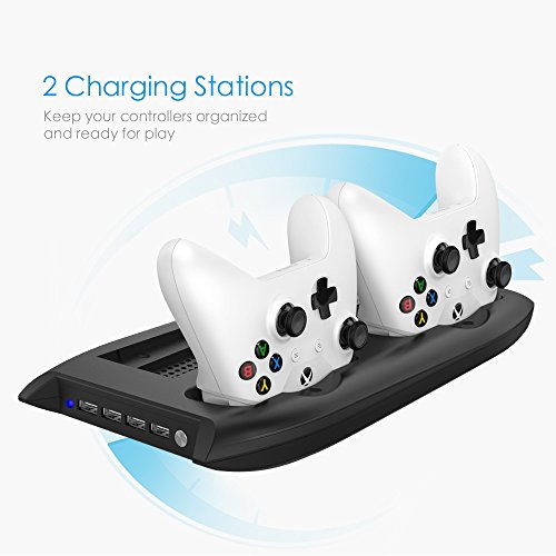 image for Puroma Vertical Stand Cooling Fan with Dual Controller Charging Statio