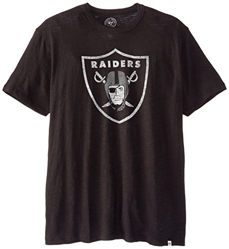 Oakland Raiders Vintage Distressed Logo T-Shirt by Forty Seven Brand- Medium Jet Black