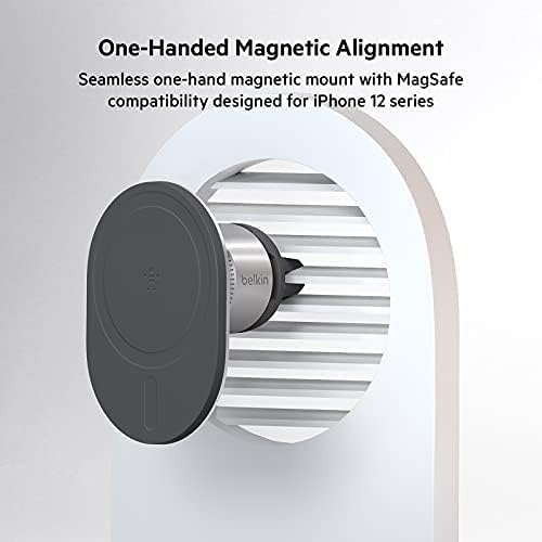 Belkin MagSafe Vent Mount Pro - MagSafe Phone Mount for Car, Magnetic Phone Holder Compatible with iPhone 15, iPhone 15 Plus, iPhone 15 Pro, iPhone 15 Pro Max, iPhone 14 & iPhone 13 - Gray