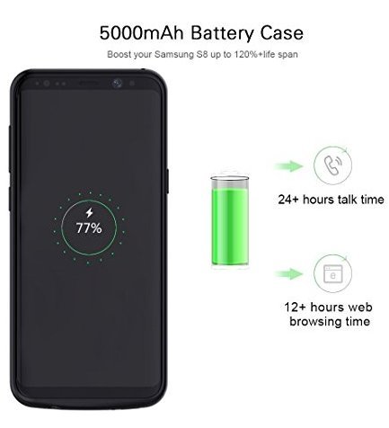 Funda de Batería Externa Ultra Fino, Mbuynow 5500 mah Funda Protectora Cargador/Funda de Batería Integrada Recargable de Alta Capacidad para Samsung Galaxy S8 Inteligente Móvil,Color Negro (S8)