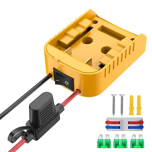 Power Wheel Adapter for Dewalt 20V Battery, Power Wheels Battery Converter Kit with Switch & Fuse & Wire Terminals & 12 AWG Wire for DIY RC Car Toys R
