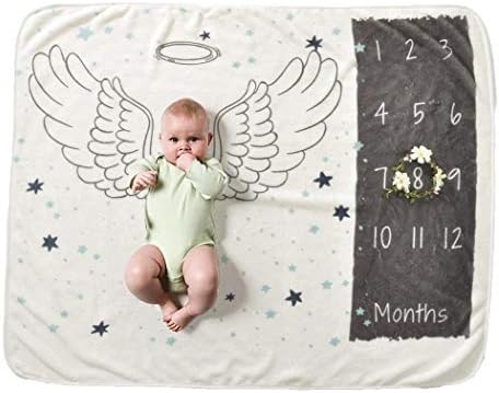 Juzie Baby Monthly Milestone Blanket - 27.6 x 40.2inches - Soft Photography Background Blanket - Newborn Photo Prop