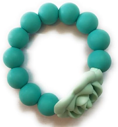 TEETHINGWORLD Food-Grade BPA-free Chewable Silicone Versatile Usage Rose Teether (Baby Boy Mint)