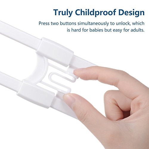 Sliding Cabinet Lock, Childproof Baby Safety Locks, U Shaped Cabinet Latch for All Kinds of Handles (4 Pack, White) - Thumbnail 4