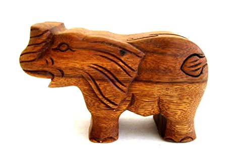 OMA Elephant Puzzle Box Wood Carved Trinket Jewelry Box With Secret Compartment Stash Box Brain Teaser