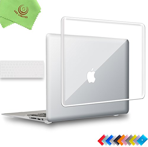 UESWILL 2in1 Glossy Crystal Clear See Through Hard Shell Case with Silicone Keyboard Cover for MacBook Air 13
