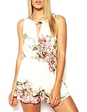 PAKULA Women's Sleeveless Floral Print Short Jumpsuit Romper