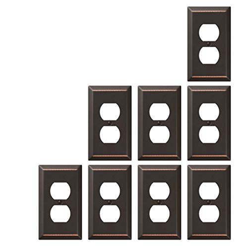 Value 8-Pack Duplex Outlet Wall Plate Decorative Steel, Oil Rubbed Bronze