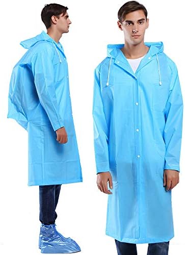 Aoymay Portable EVA Rain Ponchos for Women Men Unisex Reusable Waterproof Hooded Rain Coat Jacket
