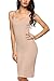 Bluetime Women's Sexy V Neck Slim Fit Spaghetti Strap Straight Dress Sleepwear (L, Nude)