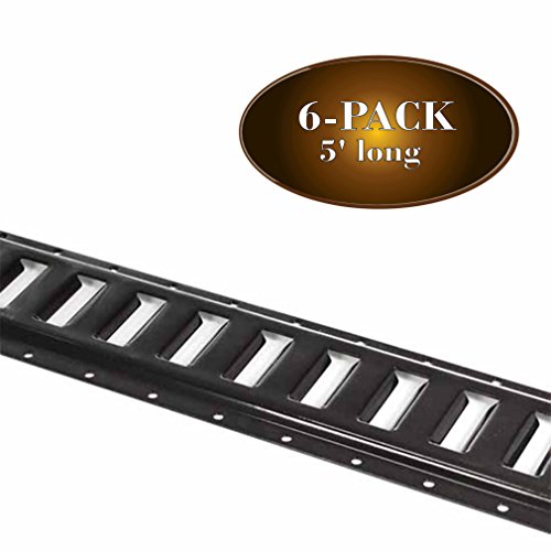 SIX 5' E Track Tie-Down Rail, Powder-Coated Steel ETrack TieDowns | 5' Horizontal E-Tracks, Pack of 6 Bolt-On Tie Down Rails for Cargo on Pickups, Trucks, Trailers, Vans