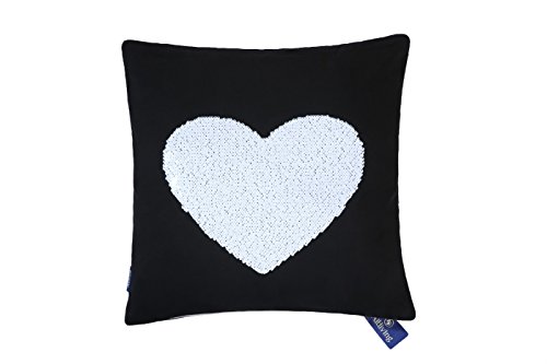 Aitliving Reversible Sequins Pillow Cover Love Heart Throw Pillow Shell 18X18