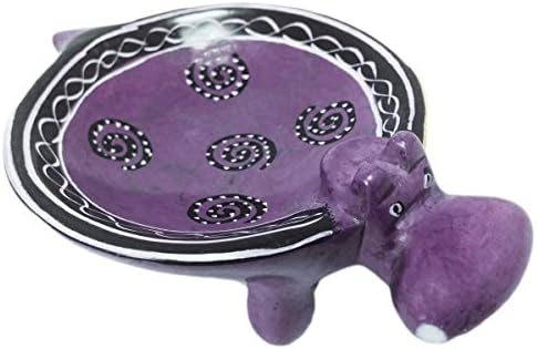 Maisha Fair Trade Hand Carved Decorative Small Soapstone Hippo Bowl, Purple