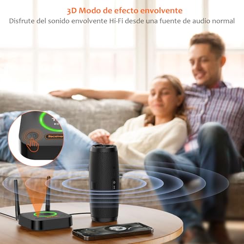 1Mii Bluetooth 5.3 HiFi Receiver, Bluetooth Audio Adapter Volume Control, Optical AUX Output 3.5mm, Coaxial, 3D Surround with aptX LL Low Latency for Speakers, Home Stereo, Long Range