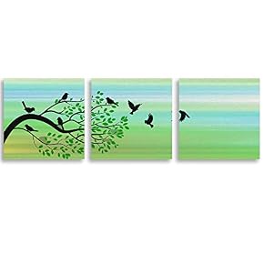 3 Piece Canvas Wall Art Brids Painting...