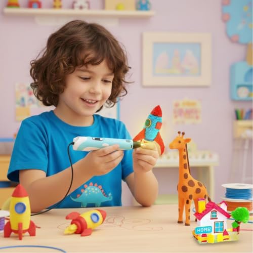 Caneta 3D Profissional Infantil com Display LED Digital com Kit de Filamentos Coloridos Brinquedo Educativo Criativo e Prático Presente para Crianças e Adultos Artistas