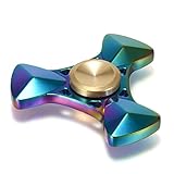 Fidget Spinner for Kids & Adults, BEST Rainbow Hand Spinner for ADHD, Killing Time, & Stress Relief. Made of Titanium Alloy, Ceramic Bearing, 3+ min, High Speed, & EDC with Portable Case (Triangle)