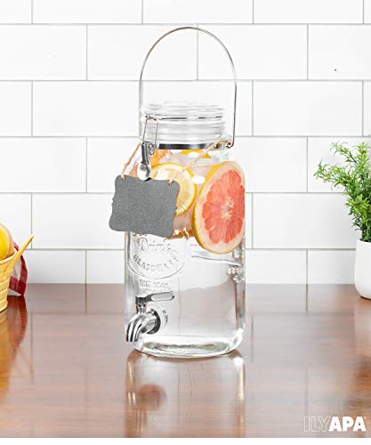 image for Ilyapa Outdoor Glass Beverage Dispenser with Stainless Steel Spigot, H