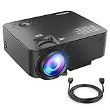 SPACEKEY Mini Portable Projector Multimedia Home Theater Video Projector Support 1080P with HDMI, USB, VGA, AV Ports for Home Cinema, Black