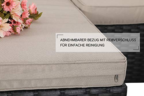 PHI VILLA Rattan Gartenmöbel Sets, Sitzgruppe Polyrattan Lounge Sets 3 Teilig mit Glastisch Outdoor, rostbeständiger… – Bild 5