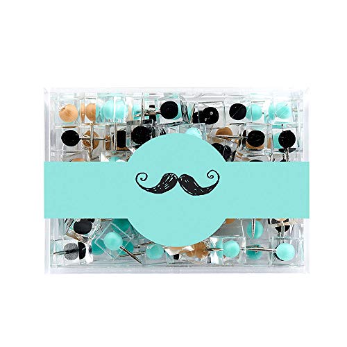 MultiBey Green Series Square Thumbtacks Decorative Thumb Tacks and Pushpins for Memo Board or Cork Board, Box of 80pcs