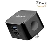 ARCHEER 17W 3.4A Dual USB Port Wall Charger Adapter for Smartphones and Tablets, Black, 2-Pack