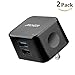 ARCHEER 17W 3.4A Dual USB Port Wall Charger Adapter for Smartphones and Tablets, Black, 2-Pack