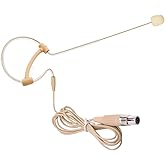 Haoin Single Ear Headset Microphone Earset Headworn Mic Compatible with Shure Wireless System Bodypack Transmitter with 1.2m Cable Windscreen Mini XLR 4 Pin TA4F Plug