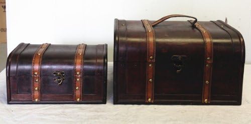 2 Set replica vintage-Style Wood Trunk with Round Top (HF 002)