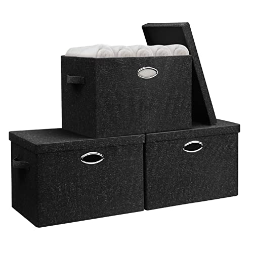 Posprica 3X Thicker Large Collapsible Storage Bins with Lids, 17"x12