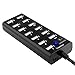 Insten USB Hub 13 Port USB 2.0 High Speed with OnOff Power Control Switch and LED Compatible with Laptop PC Computer USB Flash Drive Card Reader Cell Phone Windows MacOS, Transfer Data up to 480Mbps