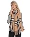 Women Plaid Blanket Scarf for Winter Fall, Beige Camel Check Oversized Soft Warm Cozy Ladies Tartan, Thick Fuzzy Knit Cashmere Wool Feel, Long Pashmina Wraps and Shawls for Ideal fake replica Gift